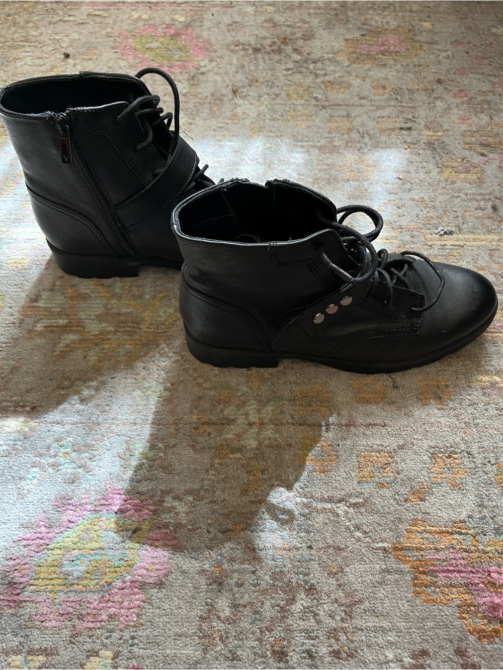 Vionic Black Lace-Up Ankle Boots with Gold Logo - Picture 4 of 5